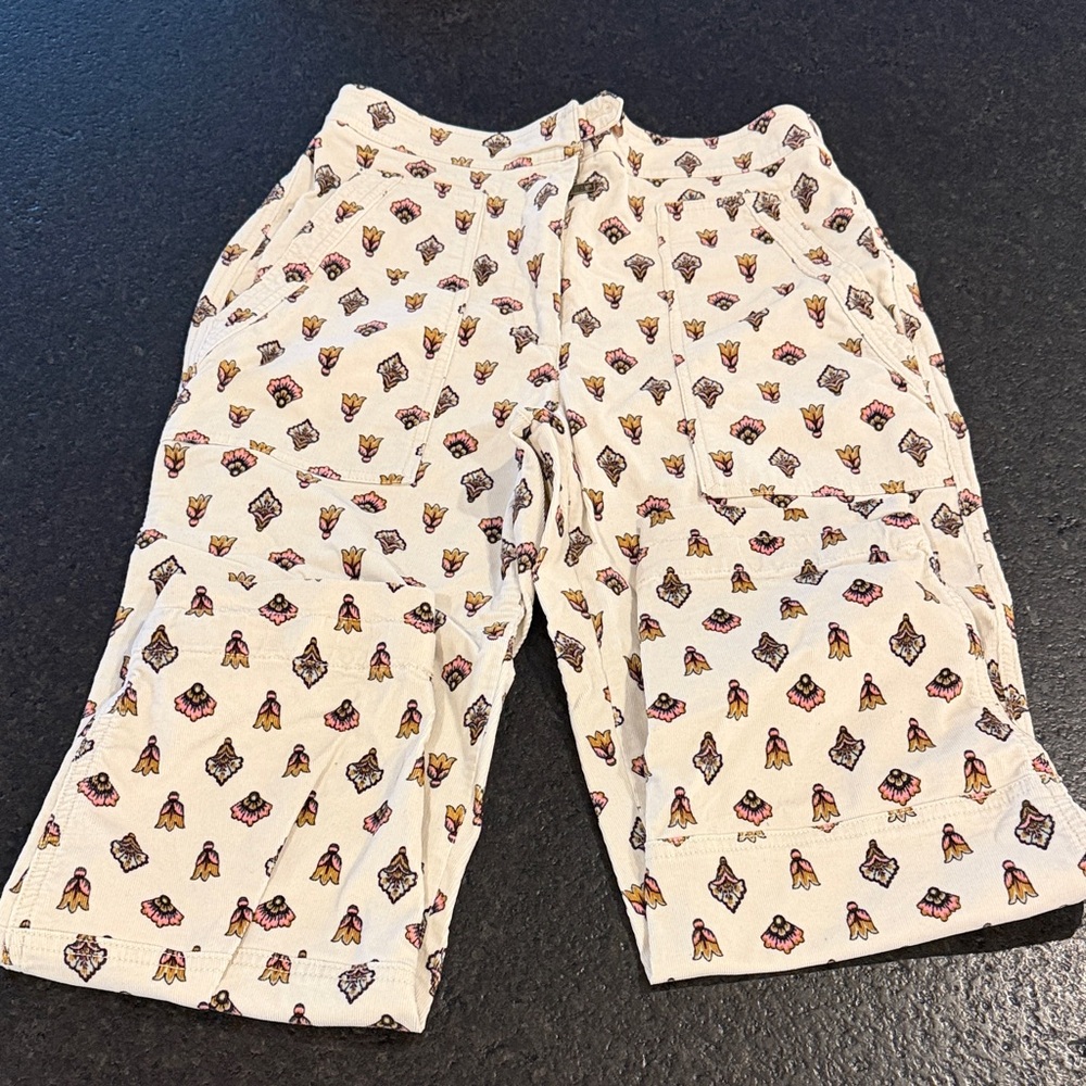 Anthropologie Cream Patterned Corduroy Pants